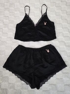 Missguided x Playboy Limited Edition Matching Sleep Set Black Size UK 10/US 6